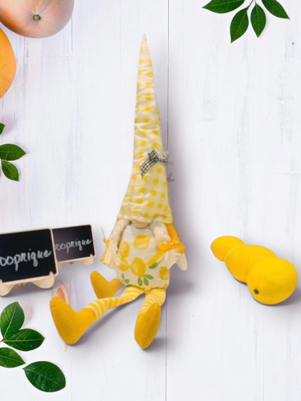 Lemon Gnome Checkered Plush Doll